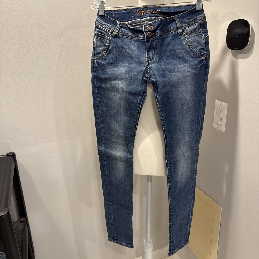 Miss Curry Denim Button Zip Skinny Casual blue Jeans Size 29